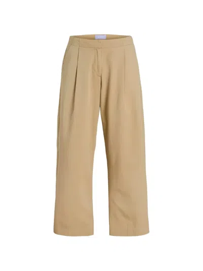 Jjxx Pleated Wide-leg Trousers In Brown