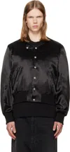 Jkeefer Hampton Satin Varsity Jacket In Black