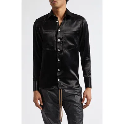 Jkeefer Greg Satin Western Shirt In Black