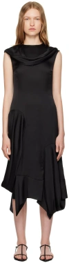 J.kim Black Basque Vaza Midi Dress In Black