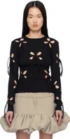 Shop J.kim Black Petal Long Sleeve T-shirt