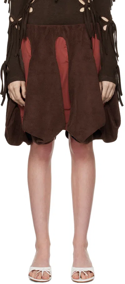 J.kim Brown Porcelain Figurine Midi Skirt In Brown/burgundy