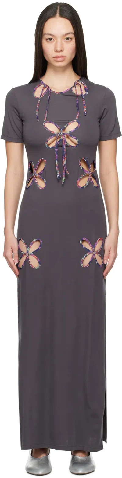 J.kim Grey Petal Maxi Dress In Dark Grey