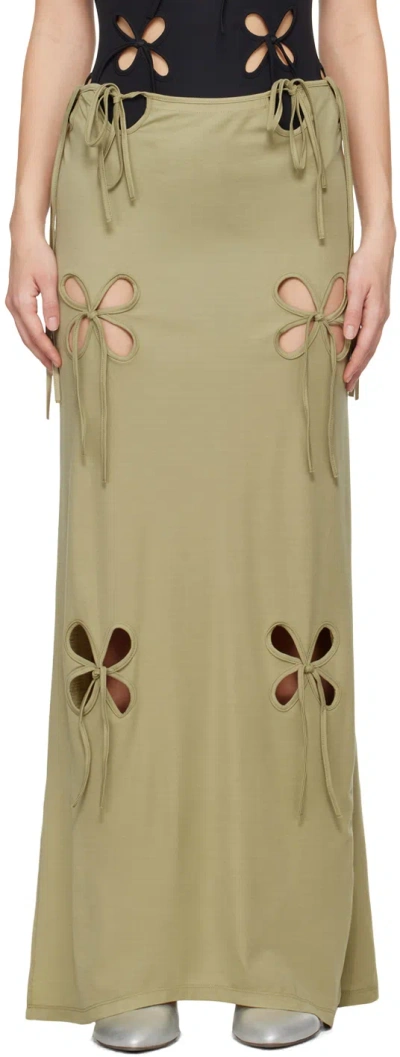 J.kim Khaki Petal Maxi Skirt In Pistachio