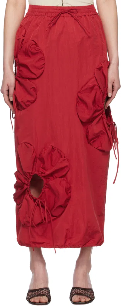 J.kim Red Flower Maxi Skirt