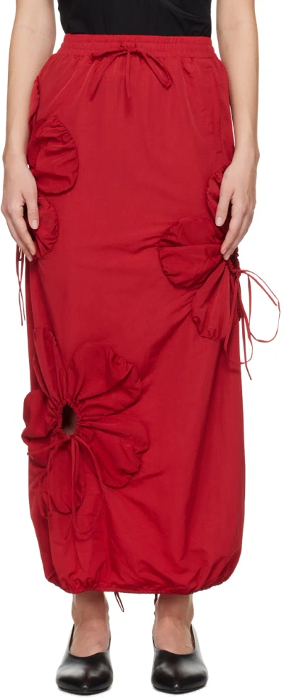 J.kim Red Flower Maxi Skirt