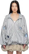 J.kim Silver Flower Jacket In Silver