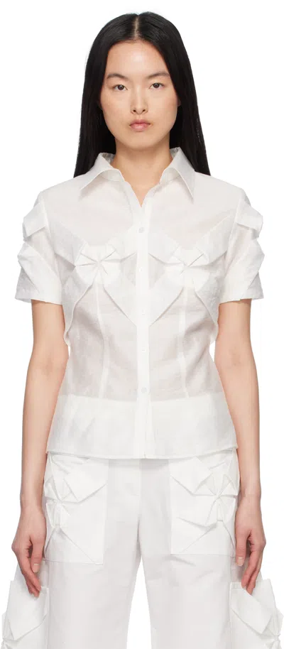 J.kim White Smocked Flower Shirt