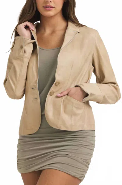 Jkt Nyc Amelia Patina Leather Jacket In Sand In Neutral