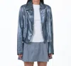 Jkt Nyc Harley Metallic Leather Jacket In Grey In Multi