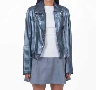 JKT NYC HARLEY METALLIC LEATHER JACKET IN GREY