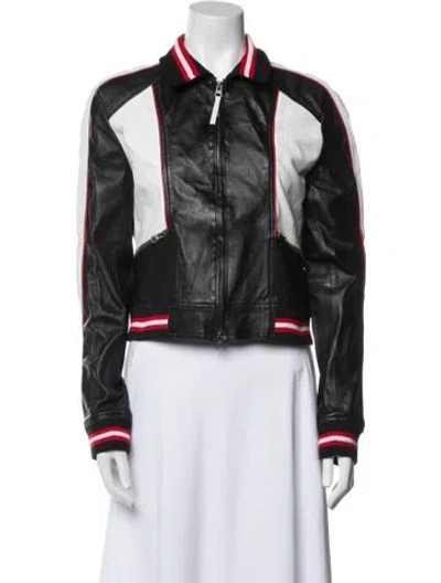 Pre-owned Jkt Nyc Leather Graphic Print Bomber Jacket In Black
