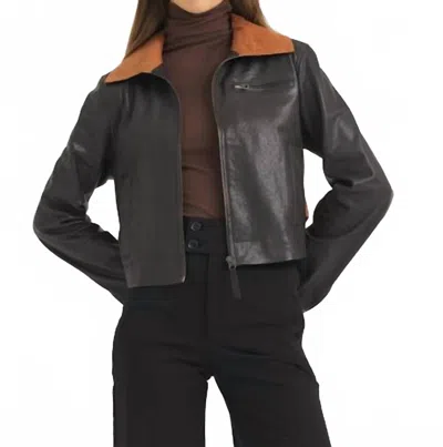 Jkt Nyc Moira Wrinlked Leather Jacket In Chocolate In Black