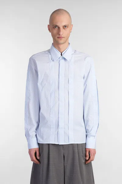 J.l-a.l Palaeo Shirt Shirt In Cyan Cotton In White