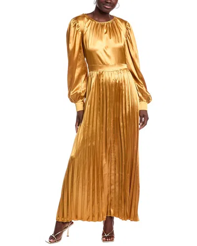 JL LUXE JL LUXE ACCORDION PLEATED SATIN MAXI DRESS