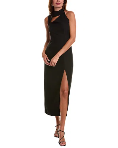 Jl Luxe Asymmetrical Midi Dress In Black