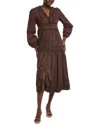 Jl Luxe Balloon Sleeve Midi Dress In Brown