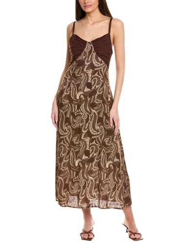 Jl Luxe Halter Linen-blend Maxi Dress In Brown