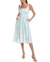 Jl Luxe Lace Linen-blend Midi Dress In Blue