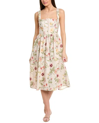 Jl Luxe Linen Midi Dress In Grey
