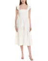 Jl Luxe Swiss Dot Midi Dress In White