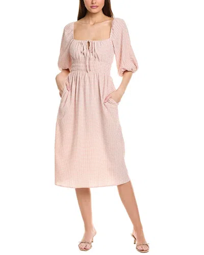 Jl Luxe Off-the-shoulder Seersucker Midi Dress In Pink