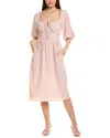 Jl Luxe Off-the-shoulder Seersucker Midi Dress In Pink