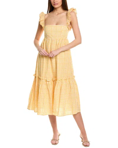 Jl Luxe Plaid Midi Dress In Yellow