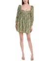 Jl Luxe Puff Sleeve Mini Dress In Green