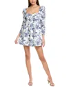 Jl Luxe Puff Sleeve Mini Dress In Blue