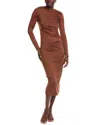 Jl Luxe Ruched Midi Dress In Brown