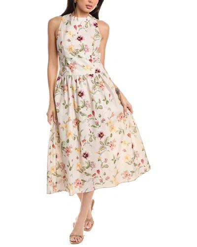 Jl Luxe Sleeveless Linen-blend Midi Dress In White