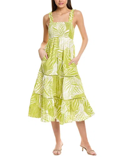Jl Luxe Smocked Midi Dress In Green