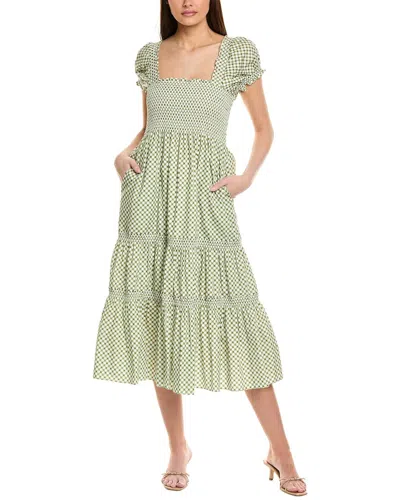 Jl Luxe Smocked Midi Dress In Green