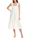 Jl Luxe Swiss Dot Midi Dress In White