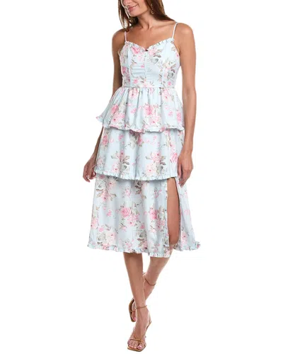 Jl Luxe Tiered Midi Dress In Blue | ModeSens