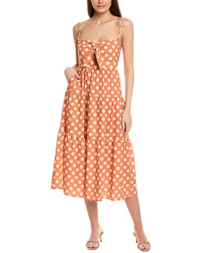 Jl Luxe Tiered Midi Dress In Orange
