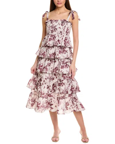 Jl Luxe Tiered Midi Dress In Purple
