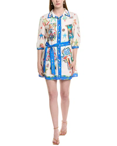 JL LUXE WAIST TIE LINEN-BLEND SHIRTDRESS