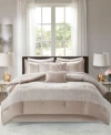 Jla Home Ava Queen 7 Piece Chenille Jacquard Comforter Set Bedding In Taupe