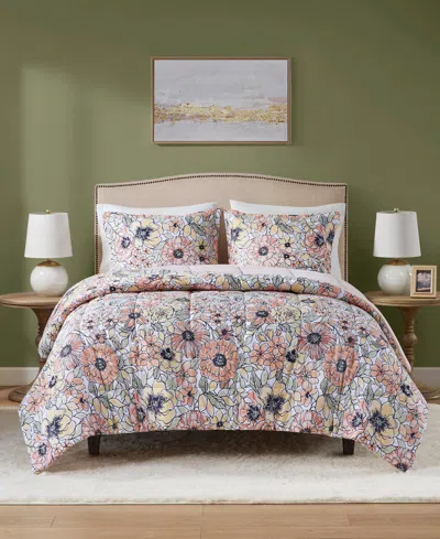Jla Home Saffron 3-pc. Reversible Printed Comforter Set, Created For Macy's In Blue