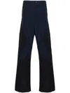 J.LAL BLACK AND DARK BLUE PANELLED TROUSERS