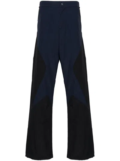 J.LAL BLACK AND DARK BLUE PANELLED TROUSERS