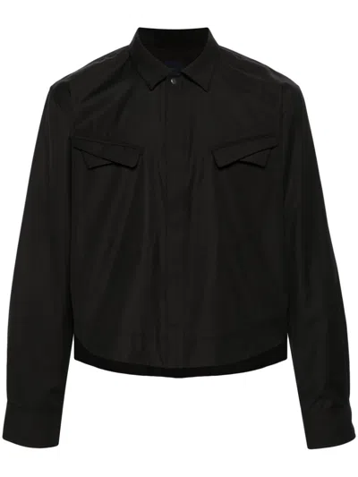 J.LAL BLACK CUTAWAY COLLAR SHIRT