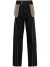 J.LAL BLACK INSIDE-OUT EFFECT LOOSE-FIT TROUSERS