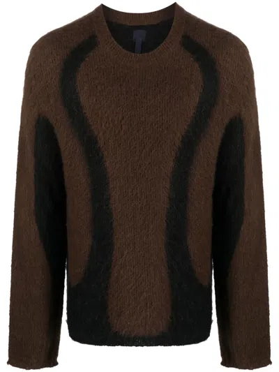 J.lal Two-tone Design Brushed-effect Jumper In Brown