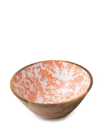 J-line Floral-print Mango-wood Bowl In Brown