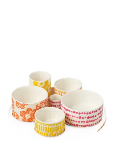 J-line Floral-print Polka-dot Appetizer Set (set Of Six) In Neutral