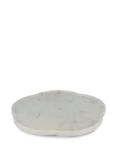 J-line Flower-shaped Rotating Marble Plate In White