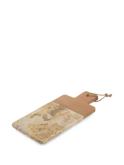 J-line Marble Wood-panelled Serving Board In Neutral